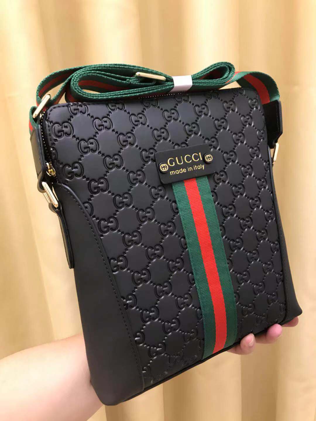 Luxury Gucci GG CROSSBODY BLACK RED LEATHER