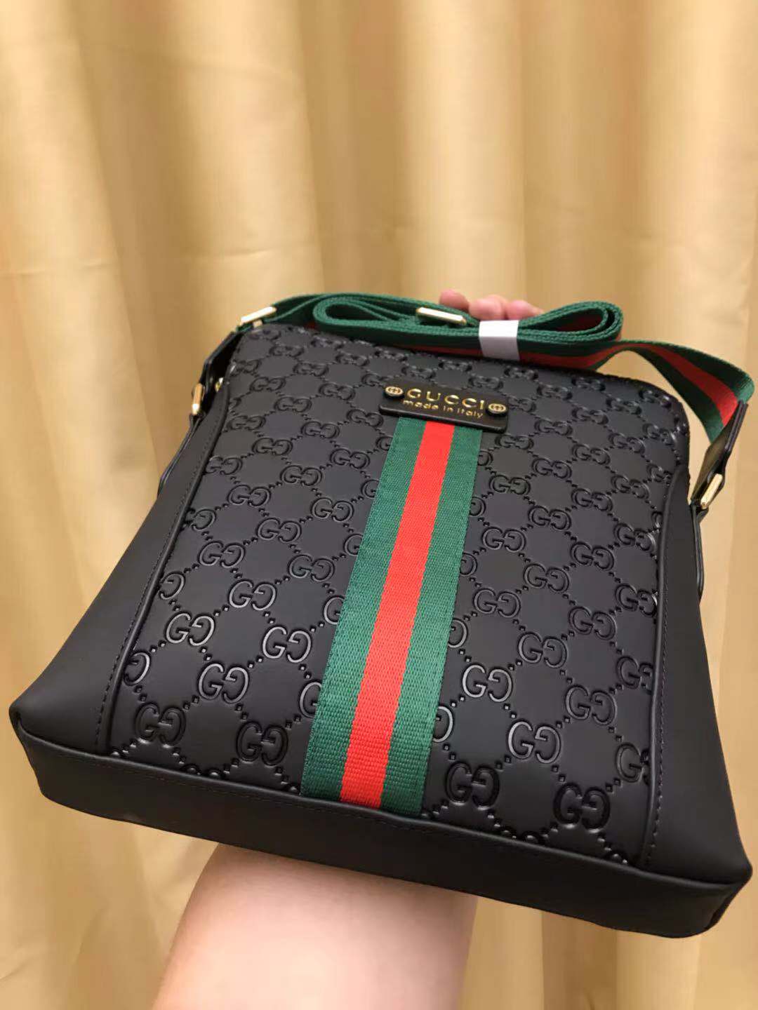 Luxury Gucci GG CROSSBODY BLACK RED LEATHER