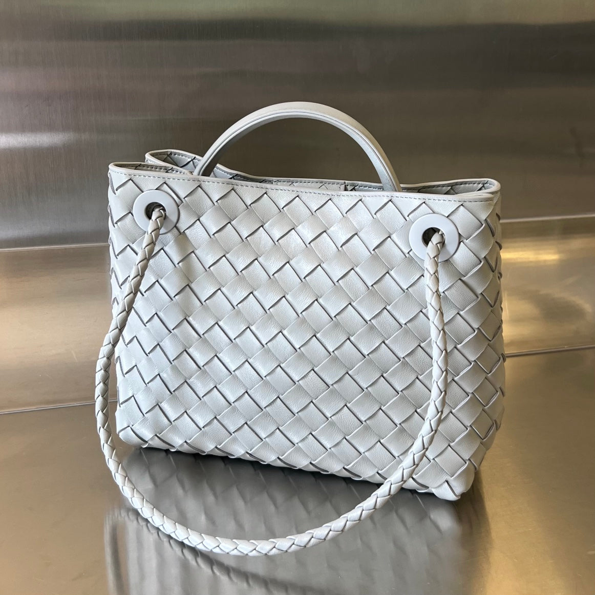 Luxury Bottega Veneta BV SMALL ANDIAMO 25CM GREY LAMBSKIN