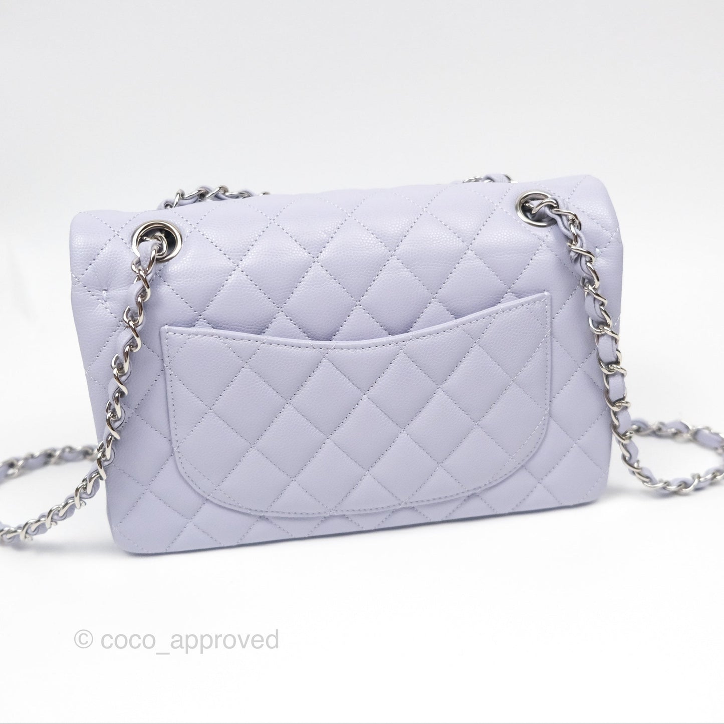 Chanel Small Classic Quilted Flap Lilac Caviar Silver Hardware 21K