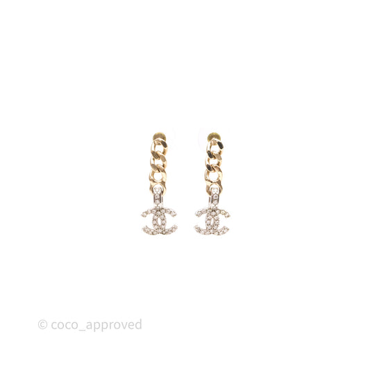 Chanel CC Crystal Drop Earrings Gold Tone 22S