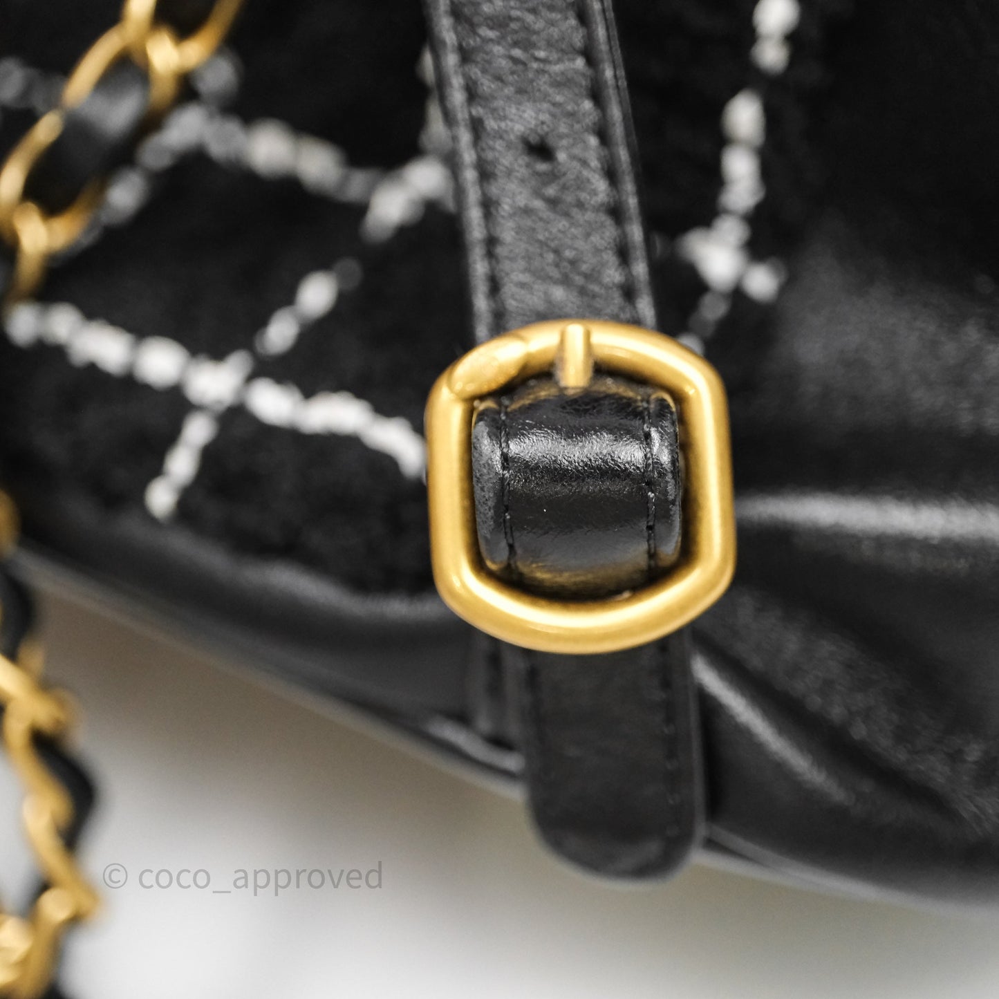 Chanel Duma Backpack Black Tweed Aged Gold Hardware