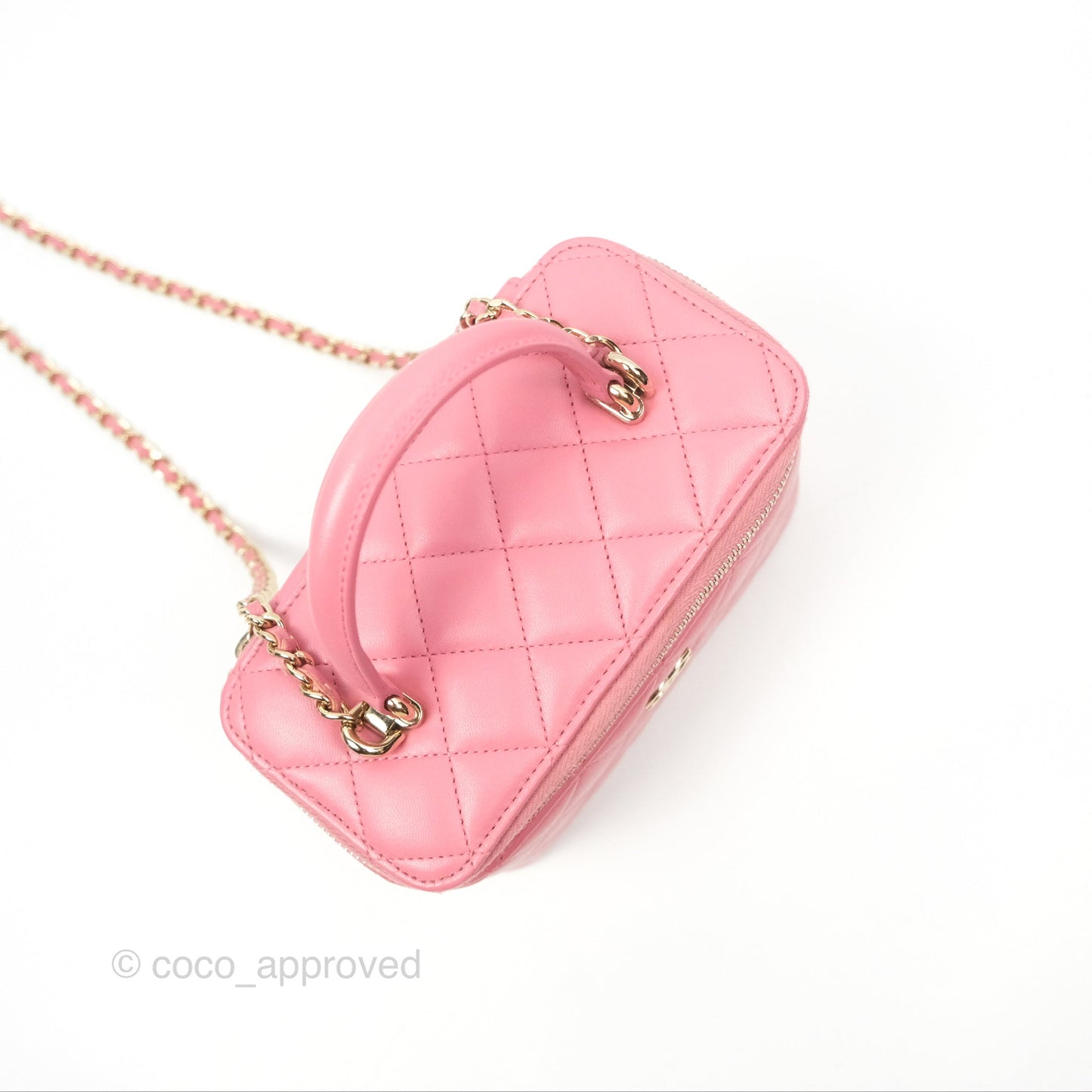 Chanel Vanity Rectangular Top Handle Pink Lambskin Gold Hardware