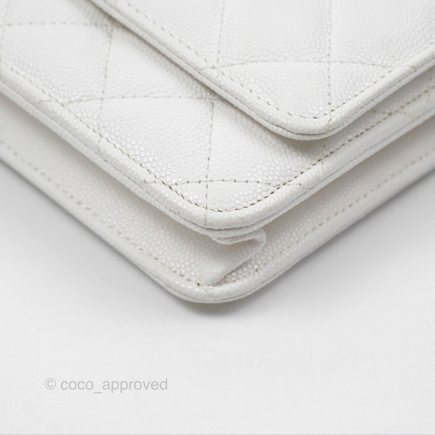 Chanel Quilted Classic Wallet on Chain WOC White Caviar Gold Hardware