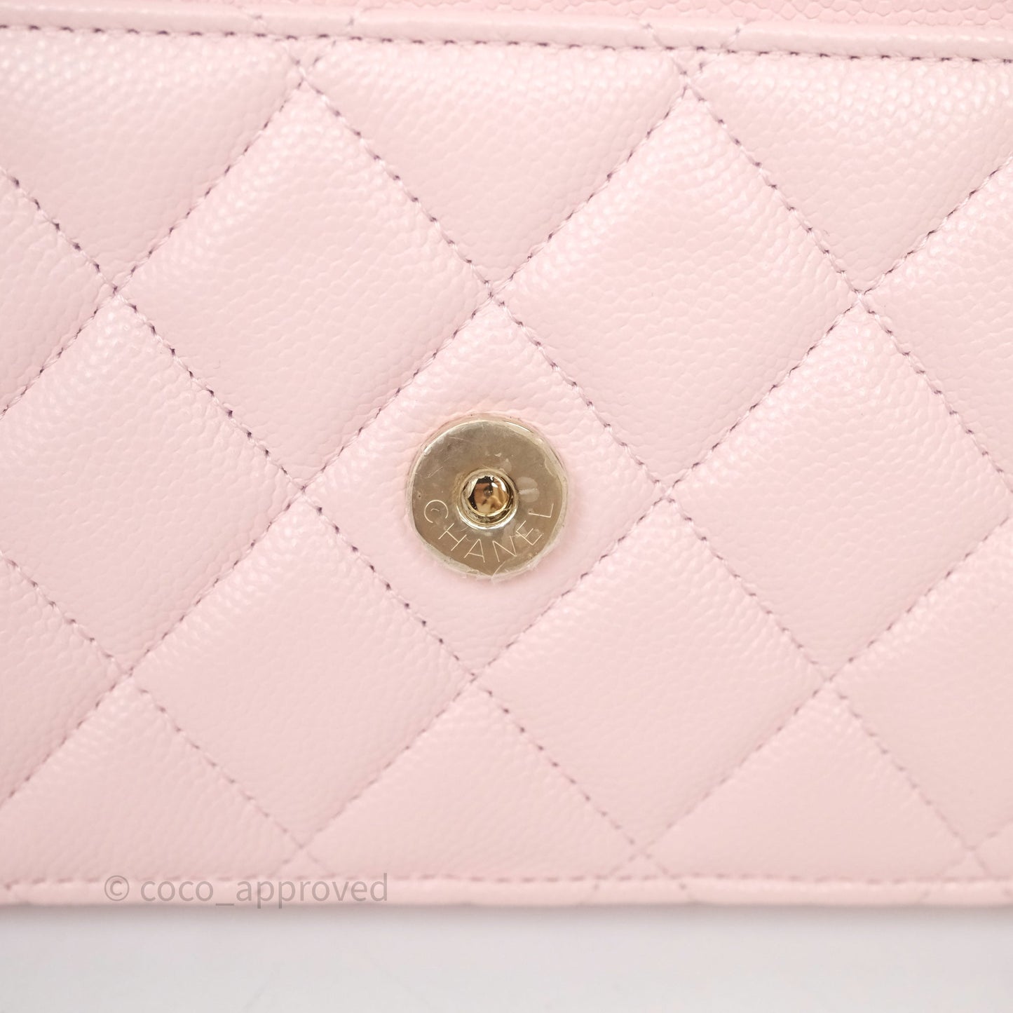 Chanel Classic Quilted Wallet on Chain WOC Light Pink Caviar Gold Hardware