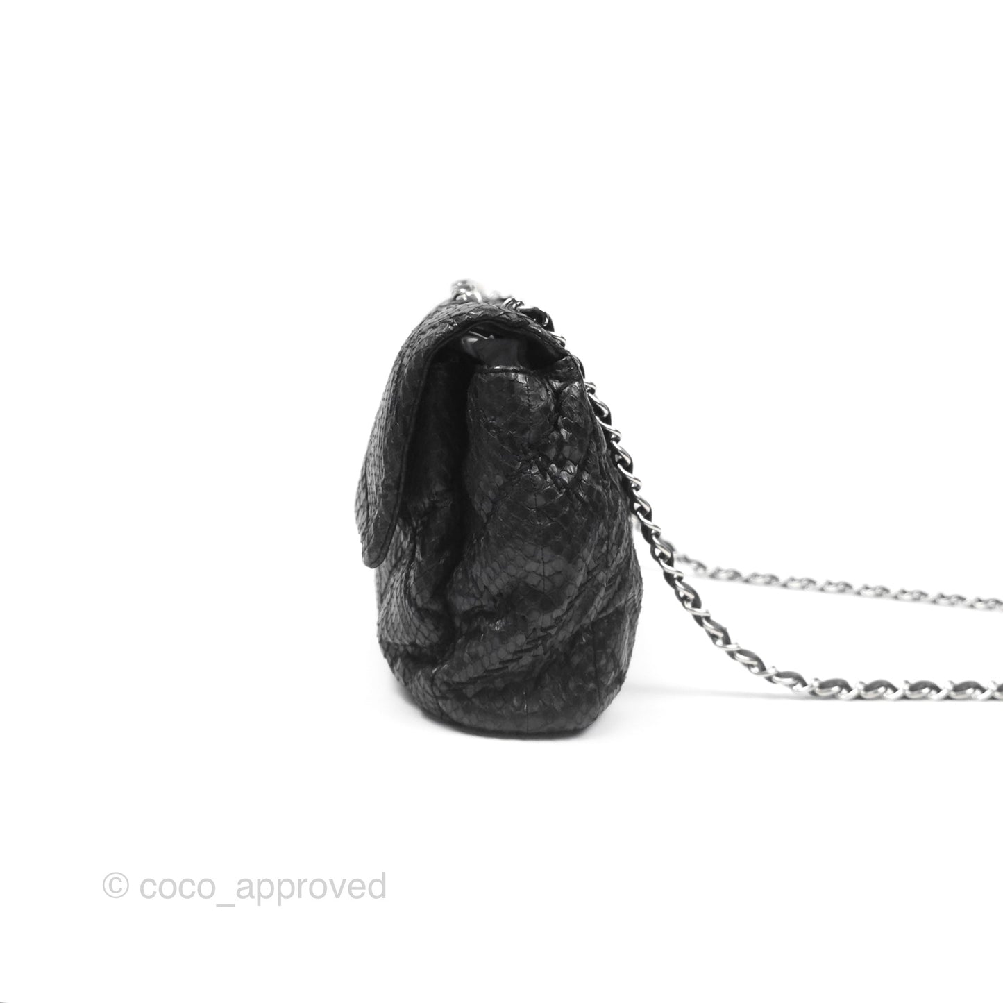 Chanel Quilted Ultimate Stitch Flap Bag Matte Python Black Silver Hardware