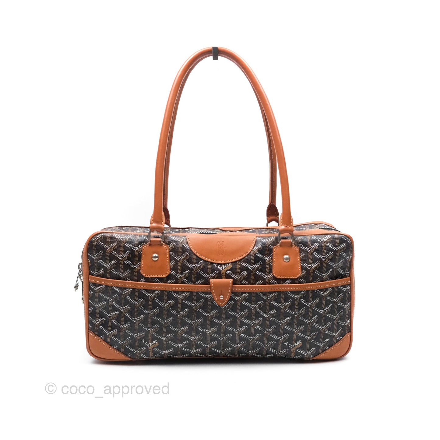 Goyard Saint Martin Bag Goyardine Canvas Black/ Tan