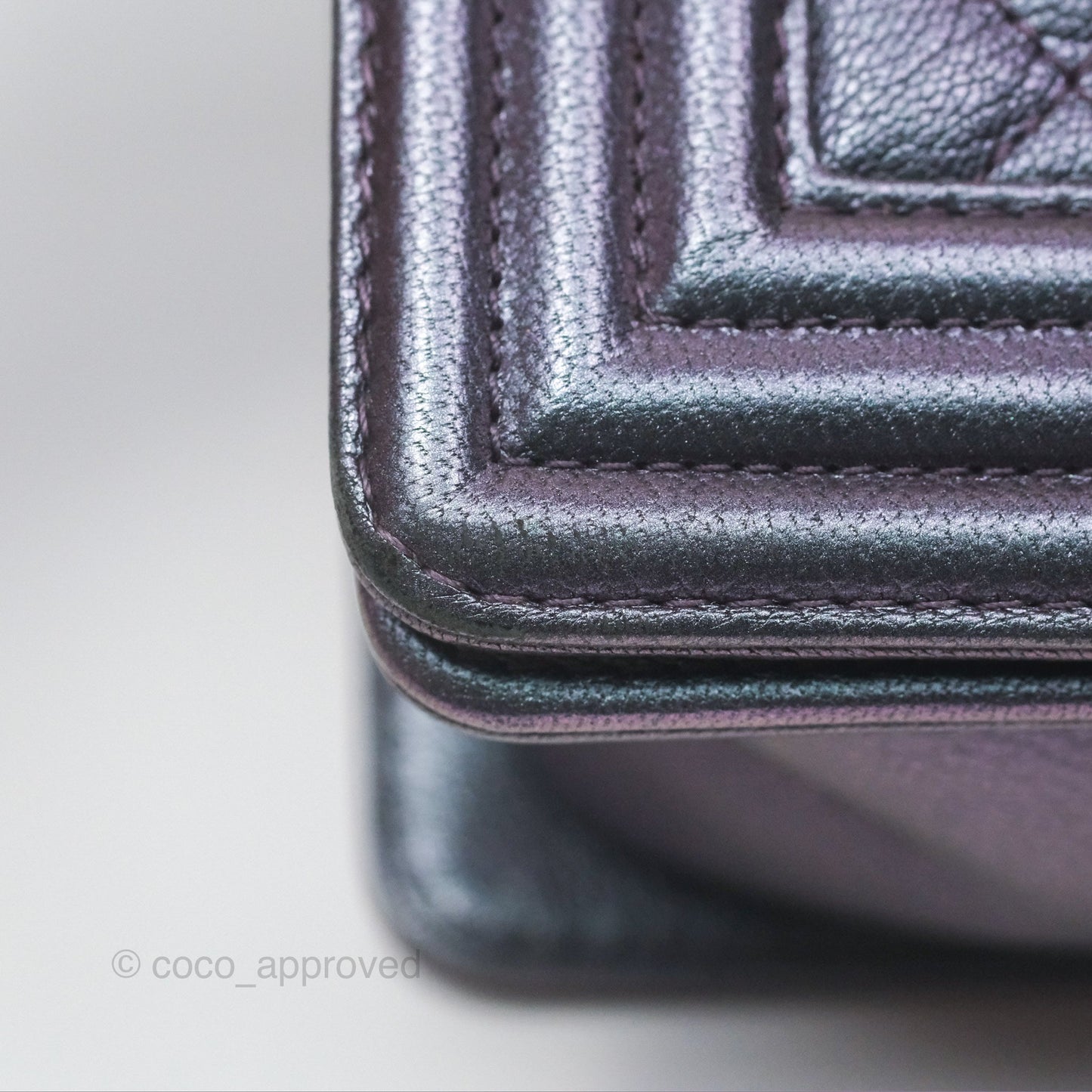 Chanel Medium Boy Quilted Iridescent Purple Goatskin Rainbow Hardware