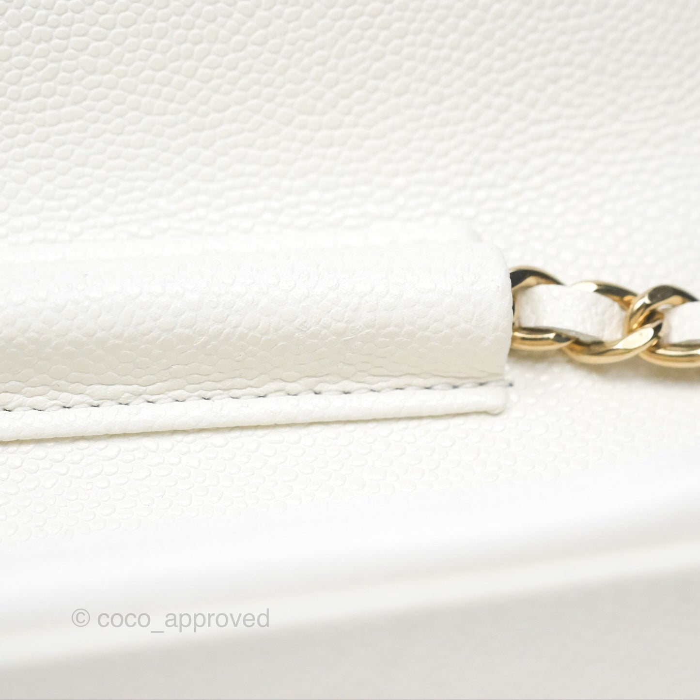 Chanel Classic Quilted Wallet On Chain WOC White Caviar Gold Hardware