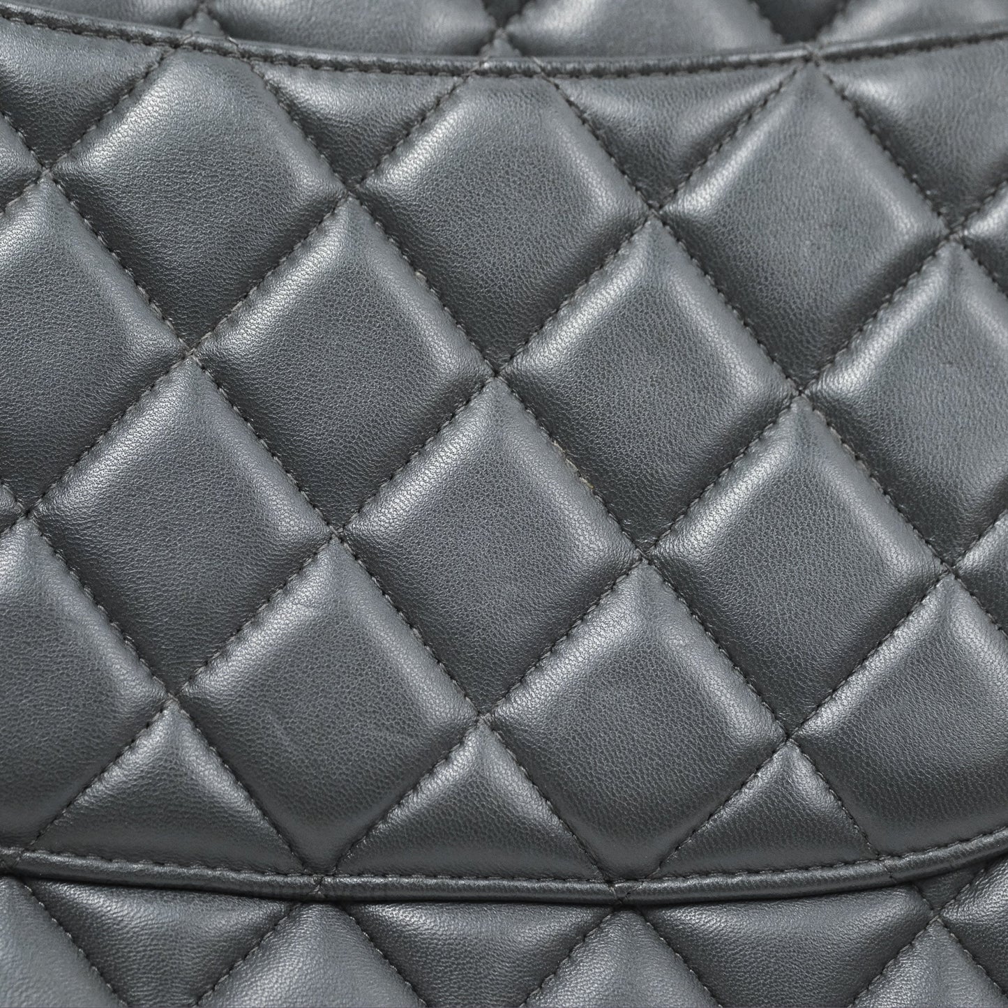 Chanel Jumbo Double Flap Dark Grey Lambskin Brushed Gold Hardware⁣⁣
