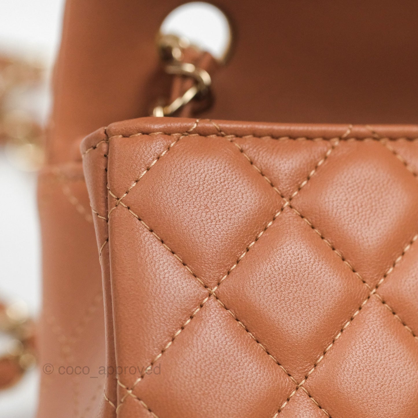 Chanel Quilted Mini Rectangular Flap Caramel Lambskin Gold Hardware