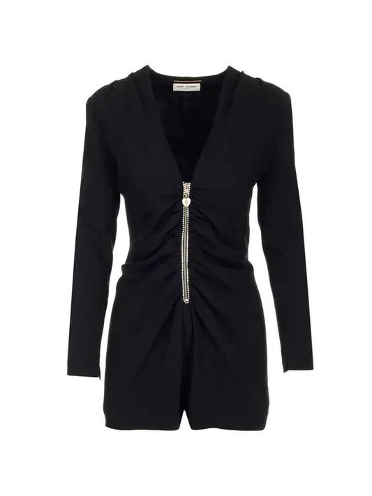 Luxury Saint Laurent Short Jumpsuit Black