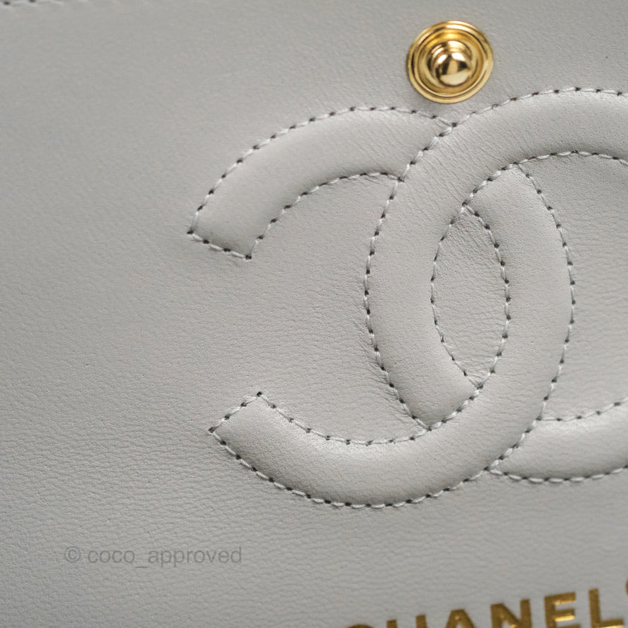 Chanel Classic Small S/M Quilted Flap Grey Caviar Gold Hardware 21A