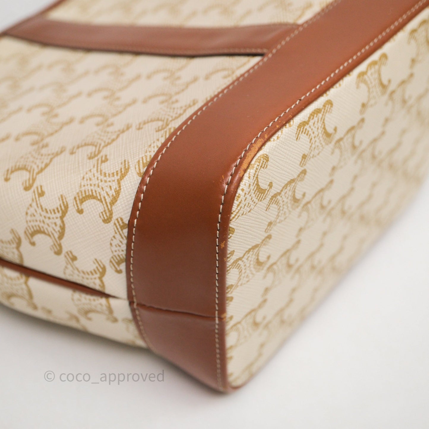 Celine Small Bucket Triomphe Canvas Grege Calfskin