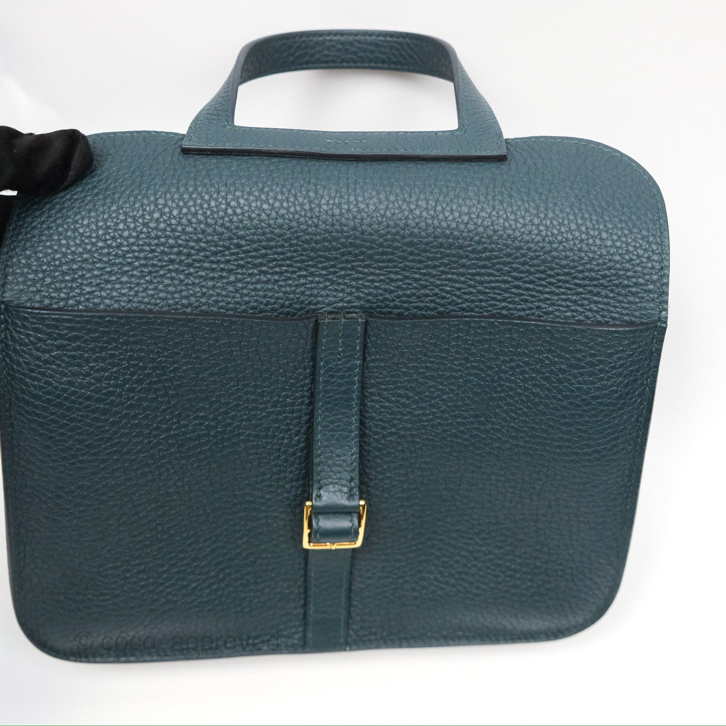 Hermès Halzan 25 Taurillon Clemence 60 Vert Cypres Gold Hardware