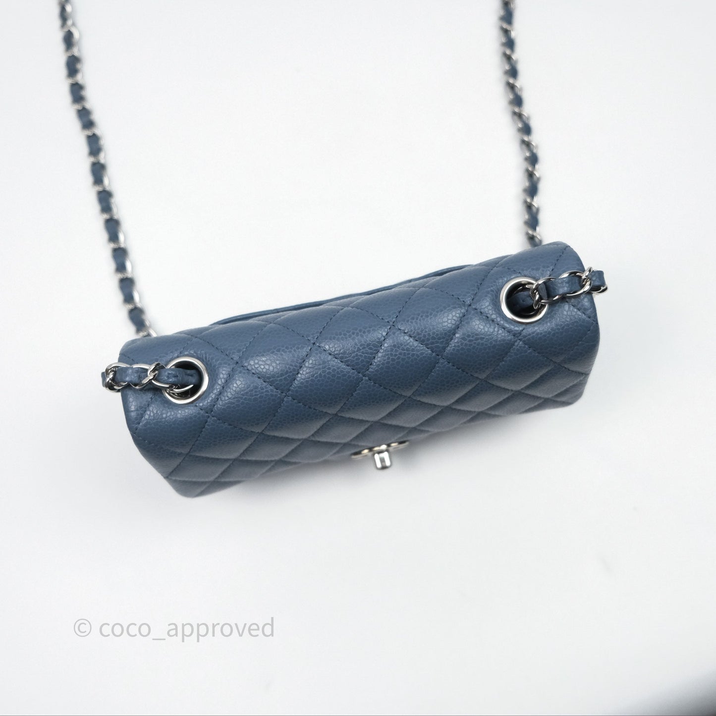 Chanel Quilted Mini Rectangular Blue Caviar Silver Hardware