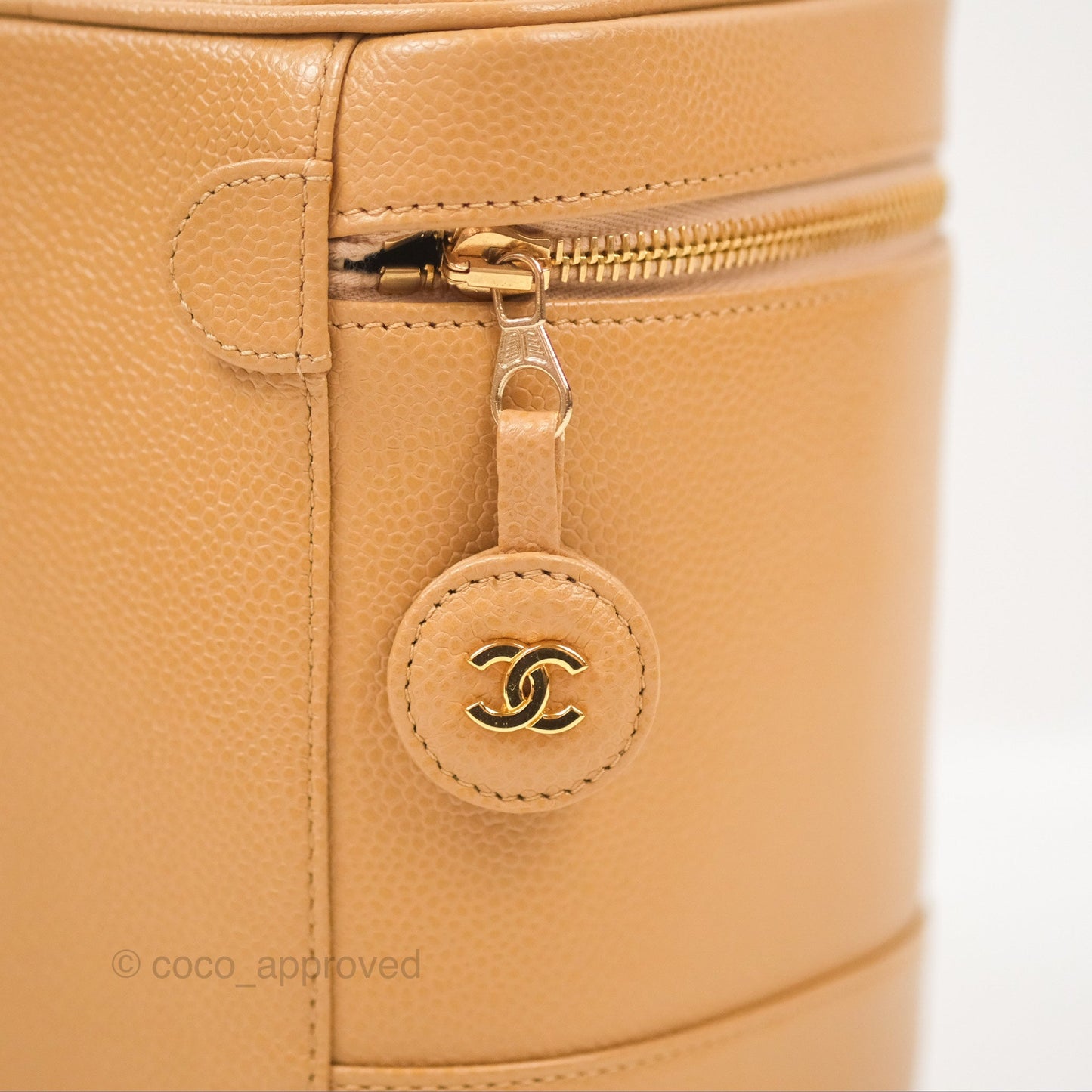 Chanel Vintage Vanity Case Beige Caviar Gold Hardware