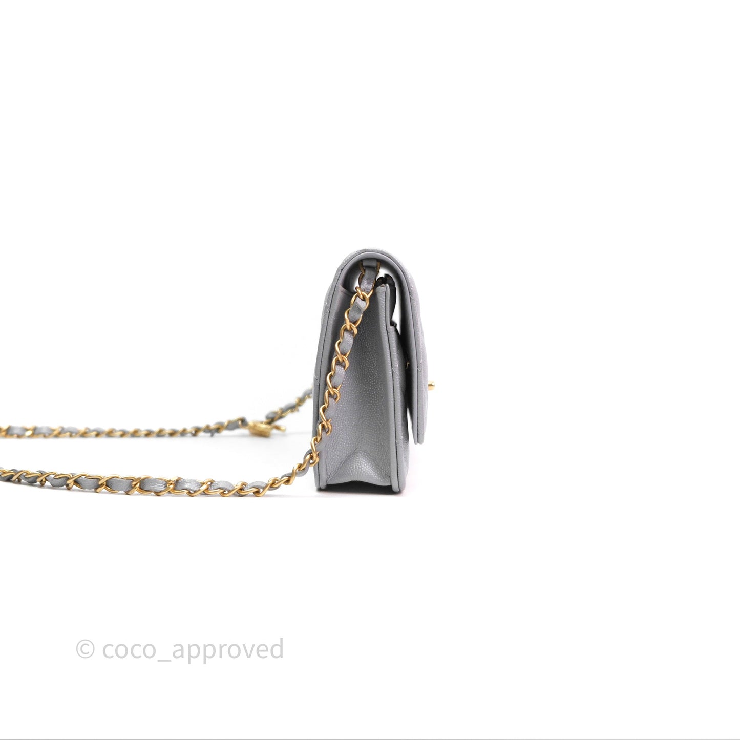 Chanel Wallet On Chain WOC Adjustable CC Chain Grey Caviar Aged Gold Hardware