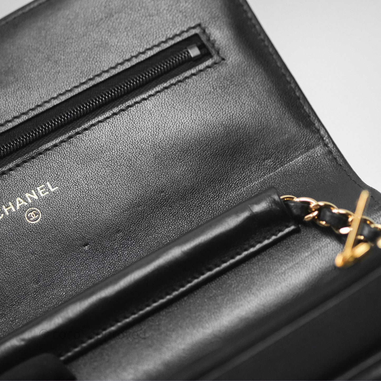 Chanel Quilted Classic Wallet on Chain WOC Black Lambskin Gold Hardware