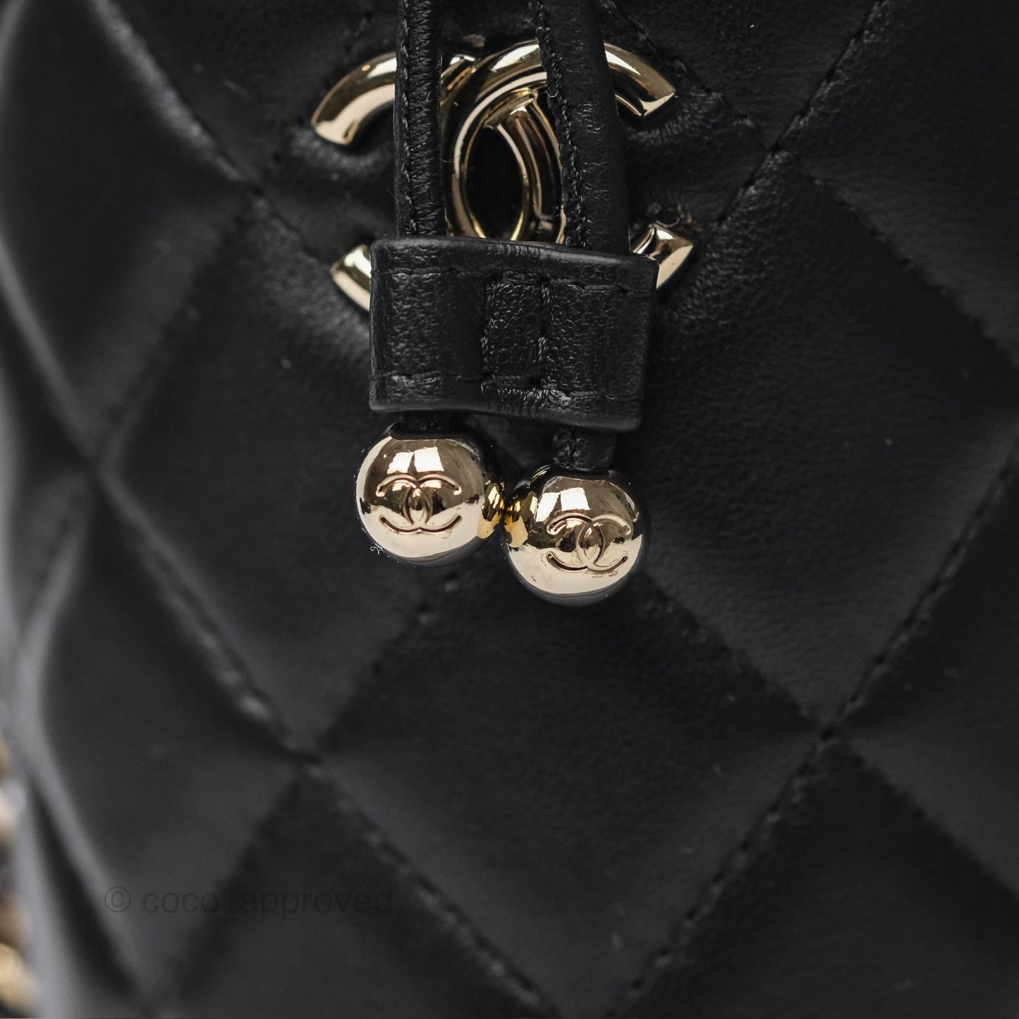 Chanel Small Bucket With Chain Black Lambskin Gold Hardware 21A
