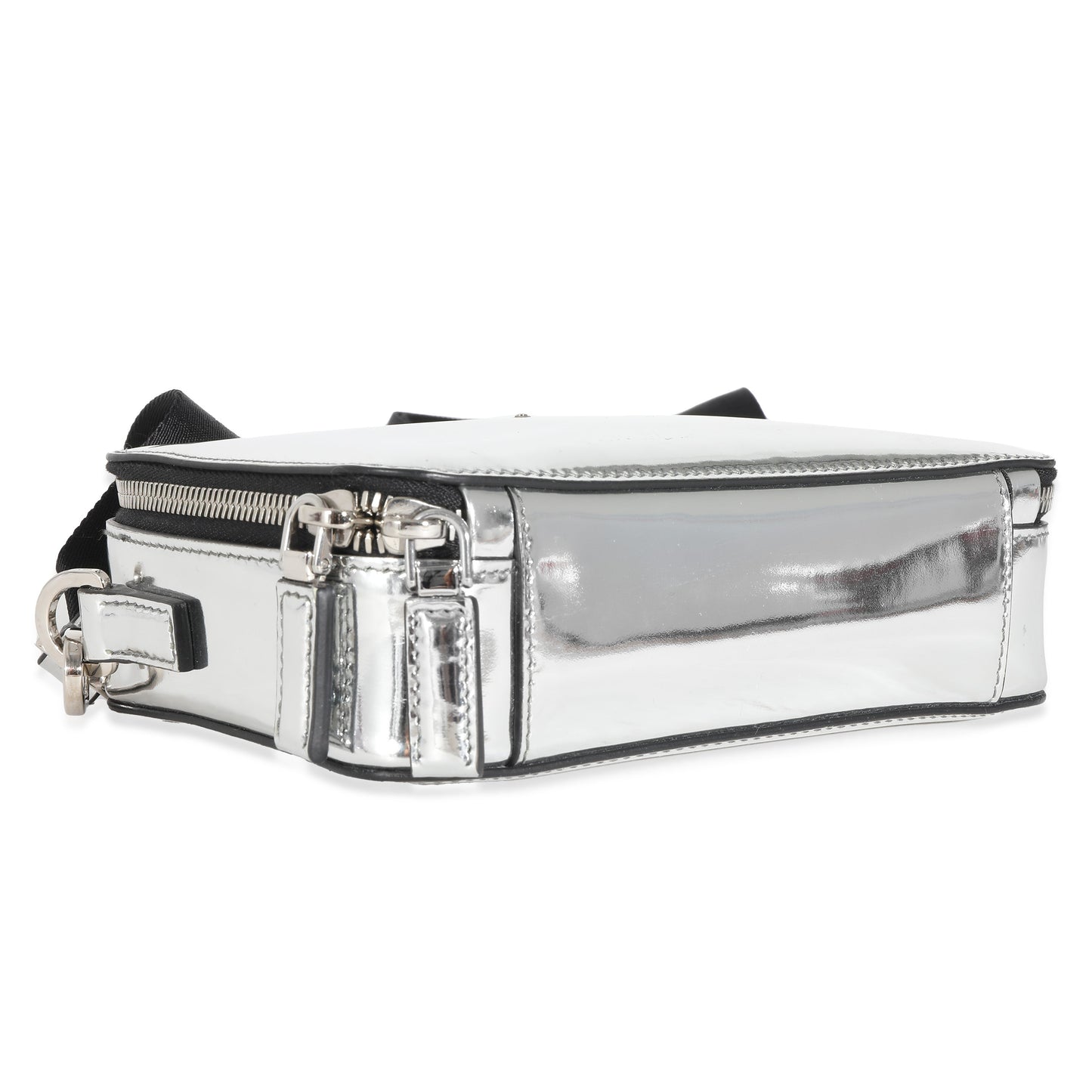 Luxury PradaMetallic Silver Spazzolato Brique Crossbody
