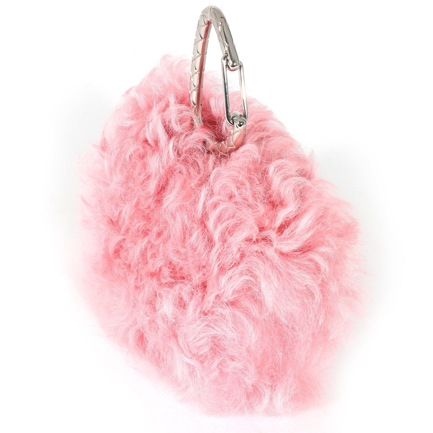 CHANEL Pink Shearling Lambskin Jewel Hook Card Holder