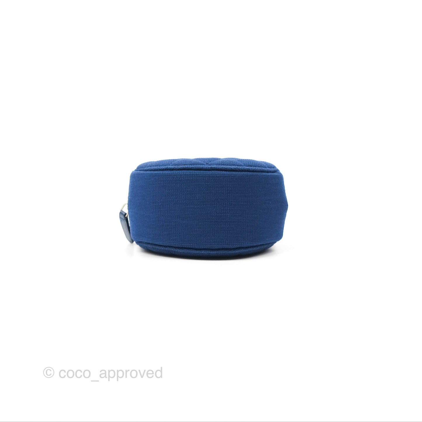 Chanel Classic Quilted Round Clutch With Chain Dark Blue Cotton Gold Hardware