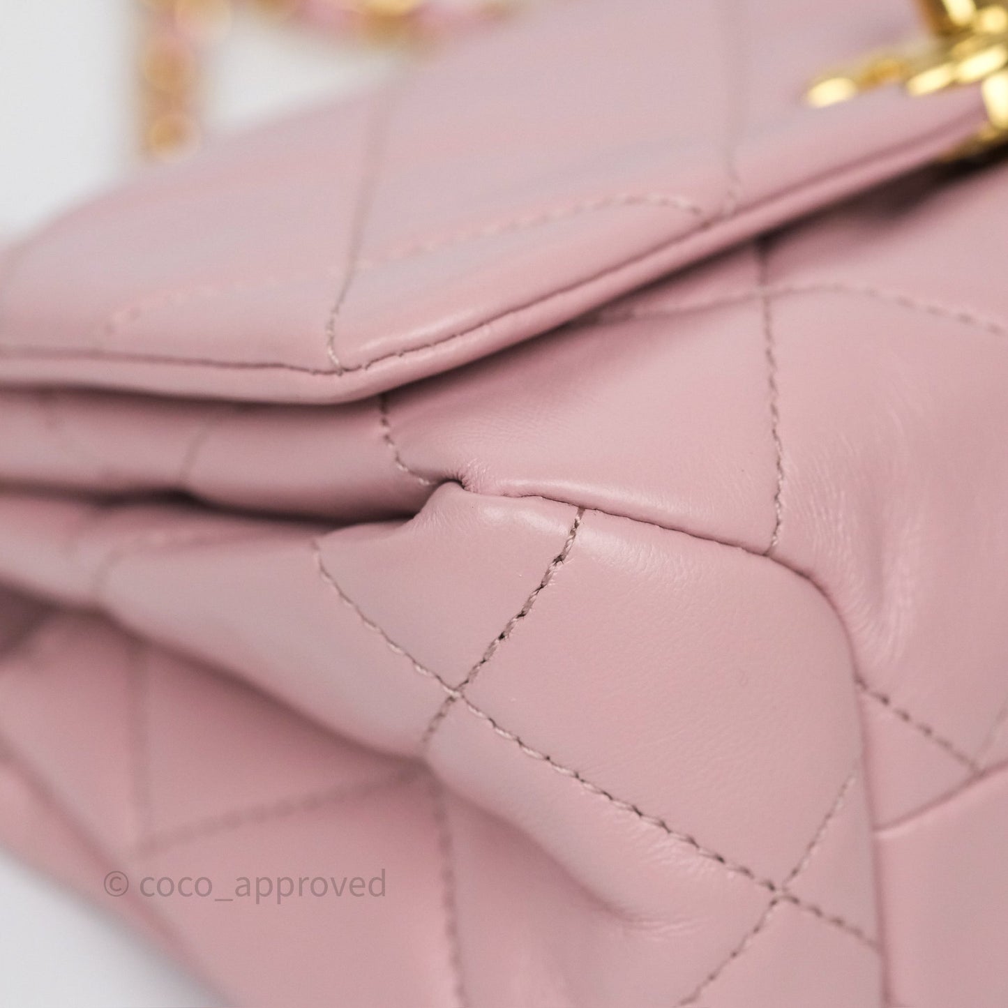 Chanel Mini Color Match Flap Quilted Pink Lambskin Aged Gold Hardware