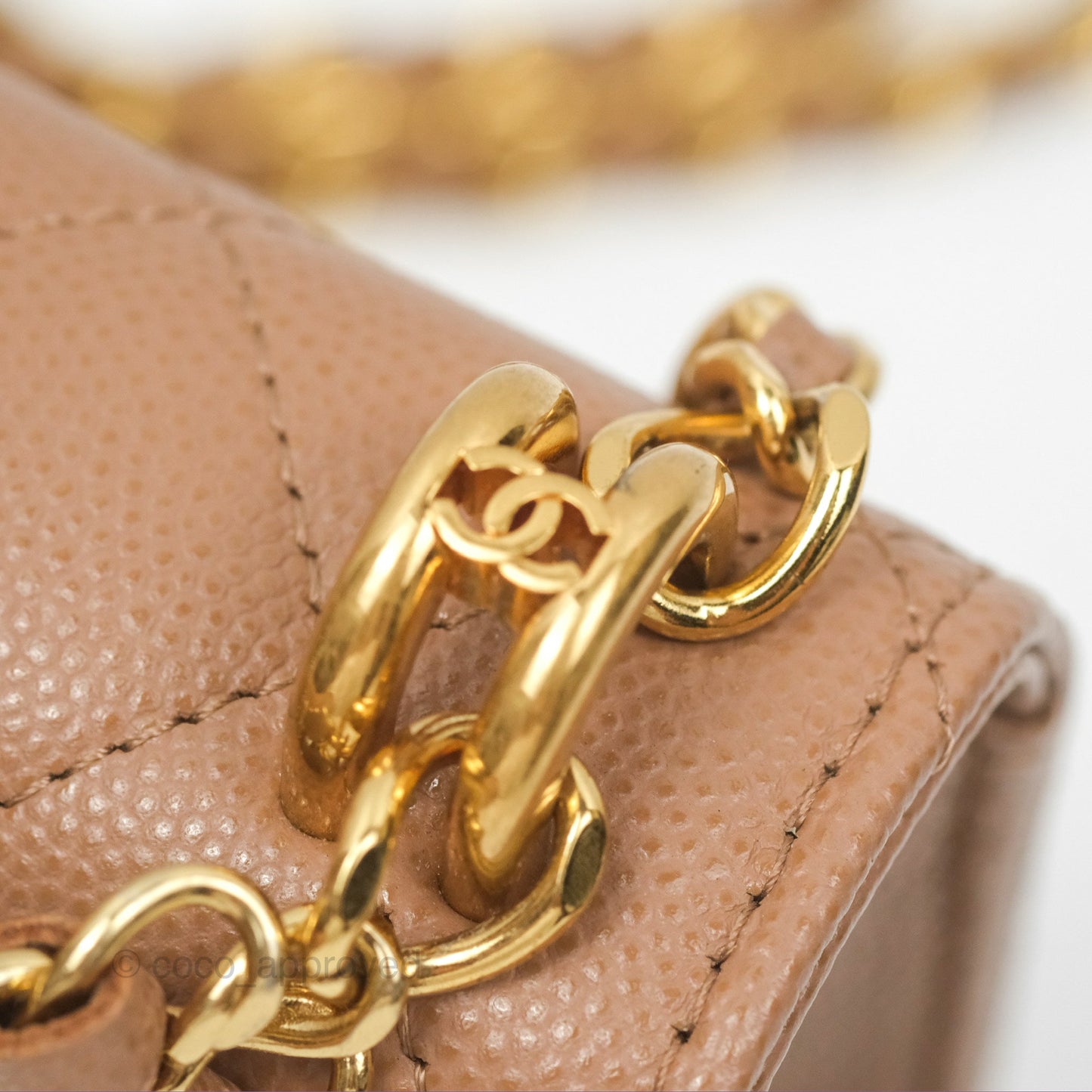 Chanel CC Chain Clutch with Chain Beige Caviar Gold Hardware