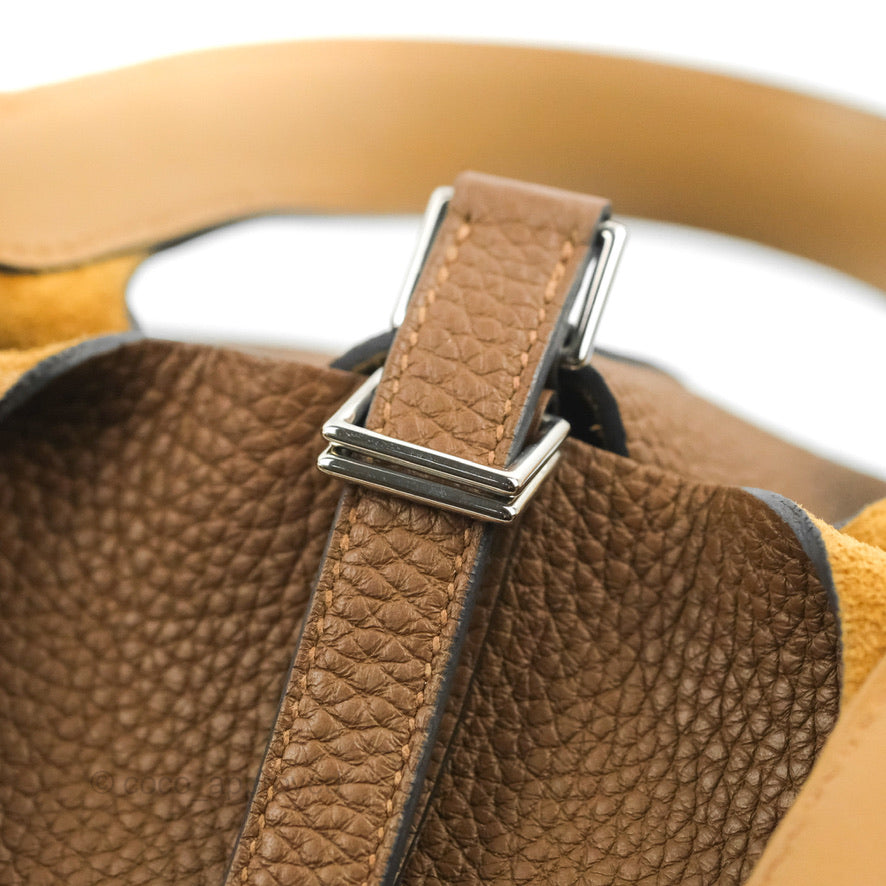 Hermès Picotin Lock 18 PM Eclat Alezan 3G/Biscuit 48 Clemence Silver Hardware