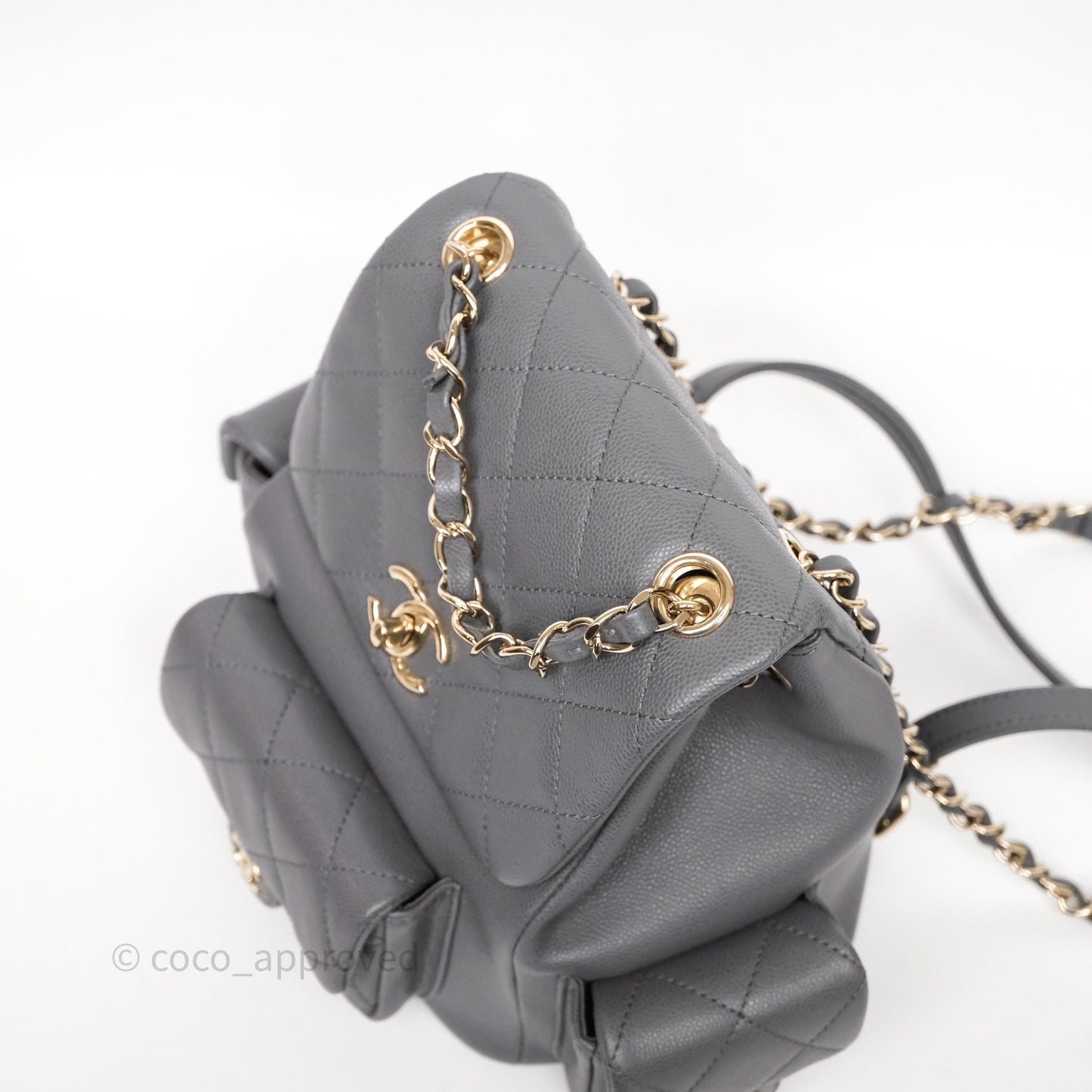 Chanel Small Duma Backpack Dark Grey Caviar Gold Hardware 23K