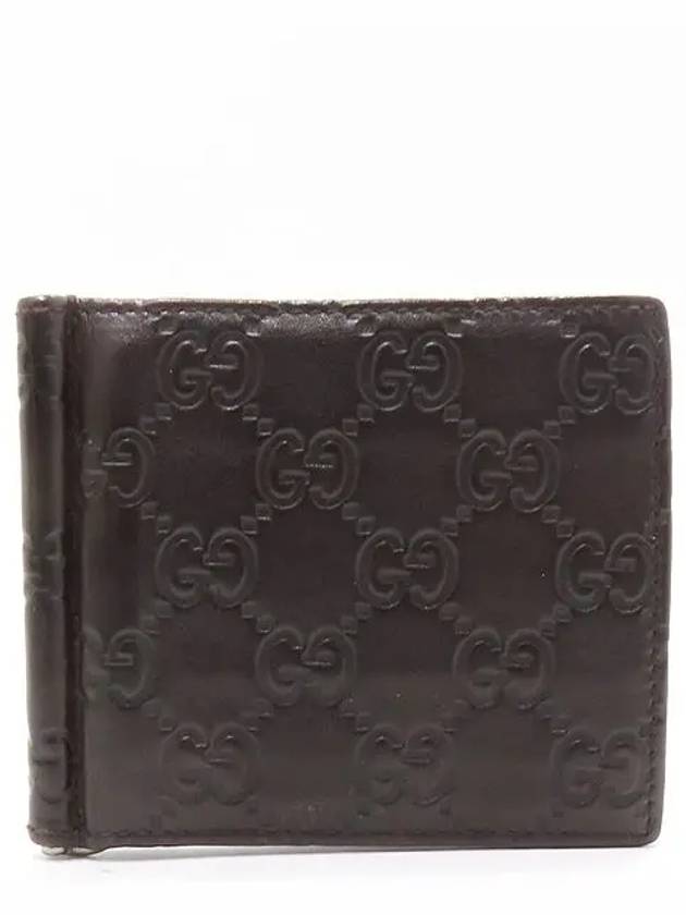 Luxury Gucci Trending 2025 170580 GG Logo Cima Brown Leather Money Clip Bicycle Wallet