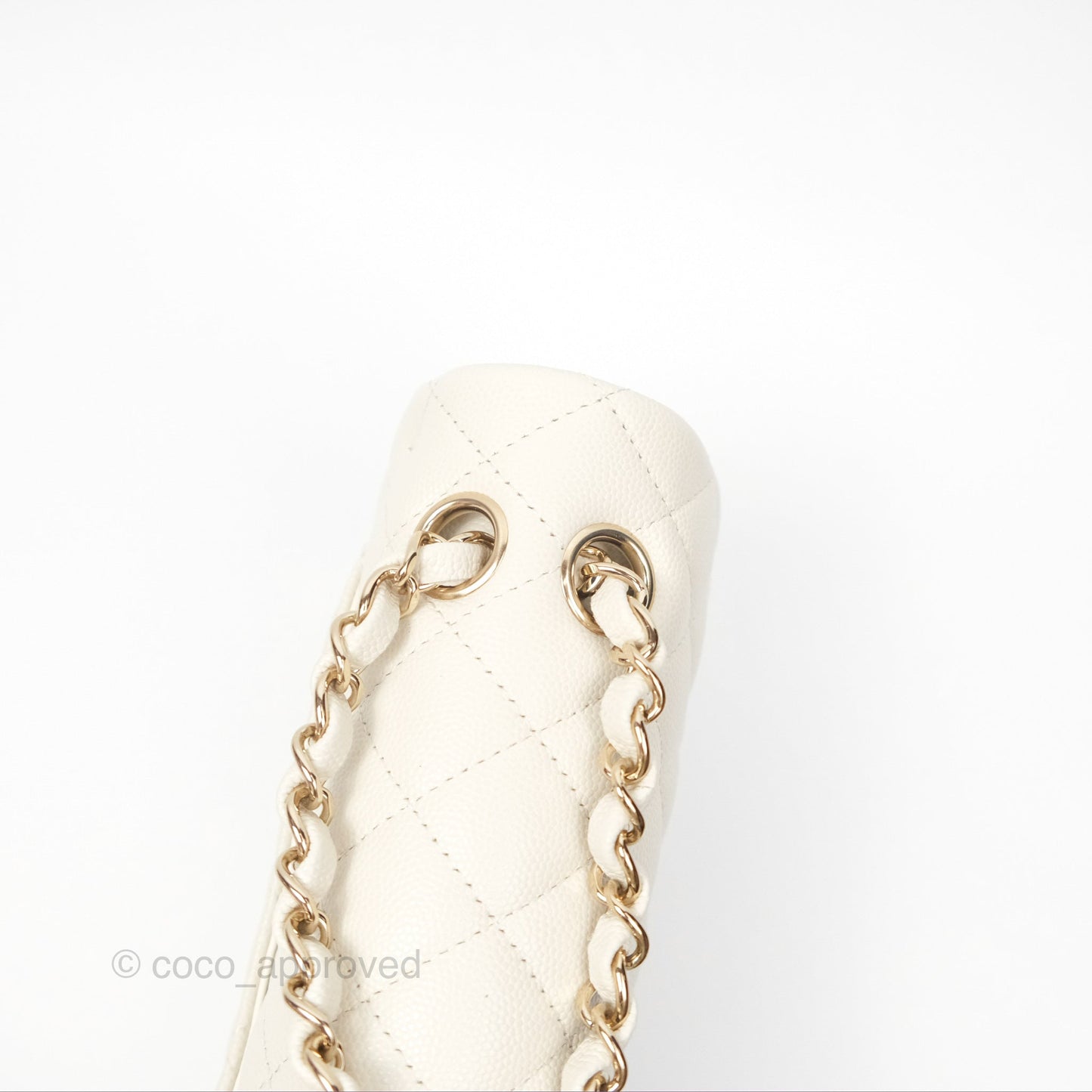 Chanel Small Classic Quilted Flap Light Ivory Caviar Gold Hardware