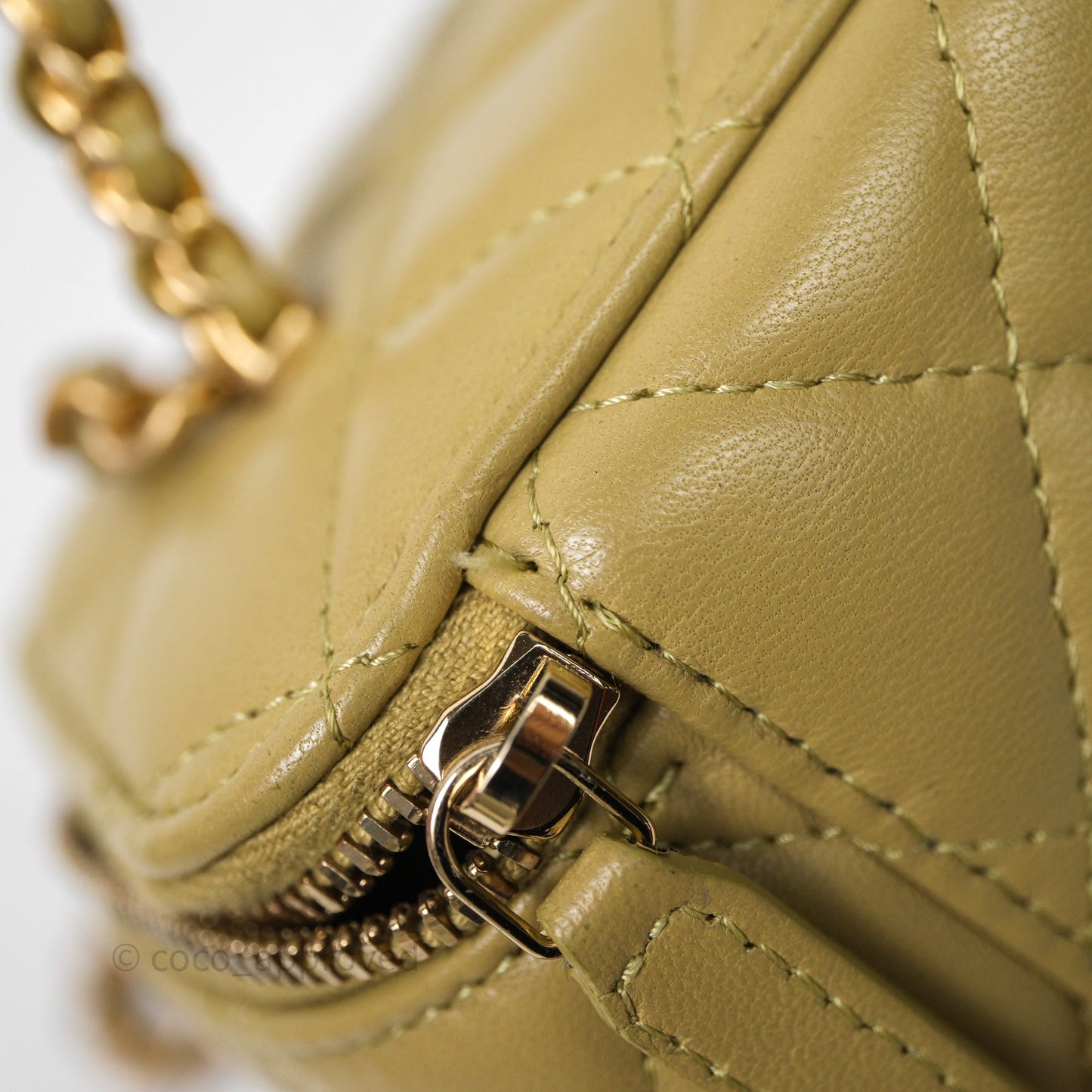 Chanel Top Handle Vanity with Chain Olive Green Lambskin Aged Gold Hardware