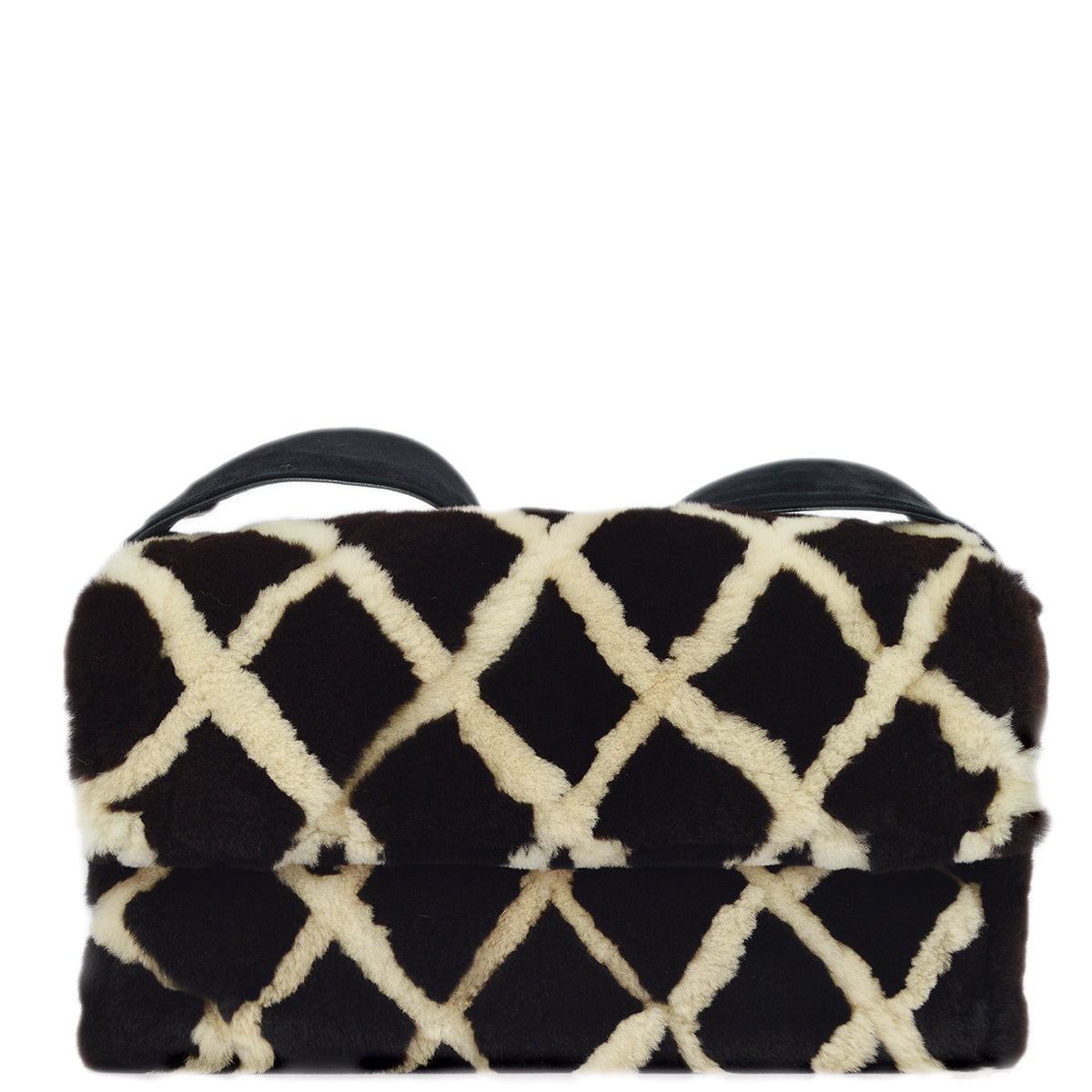 Luxury Chanel Brown Fur Suede Straight Flap Shoulder Bag