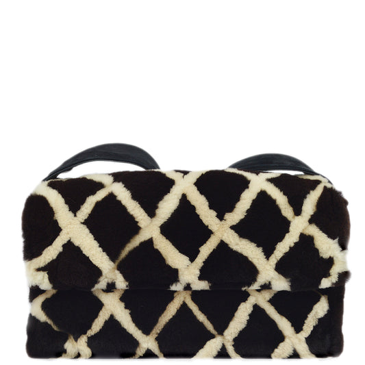 Luxury Chanel Brown Fur Suede Straight Flap Shoulder Bag