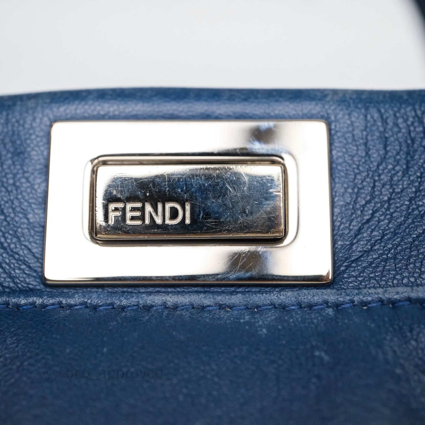 Fendi Nappa Mini Peekaboo Bag Blue Silver Hardware