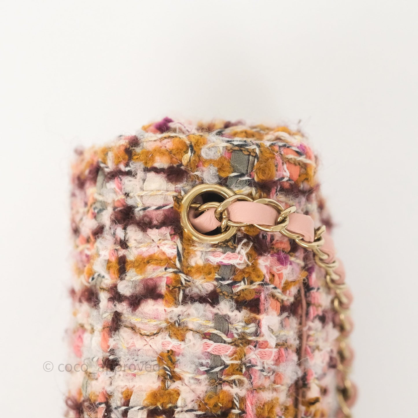 Chanel Mini Rectangular Pink Burgundy Tweed Gold Hardware 23K