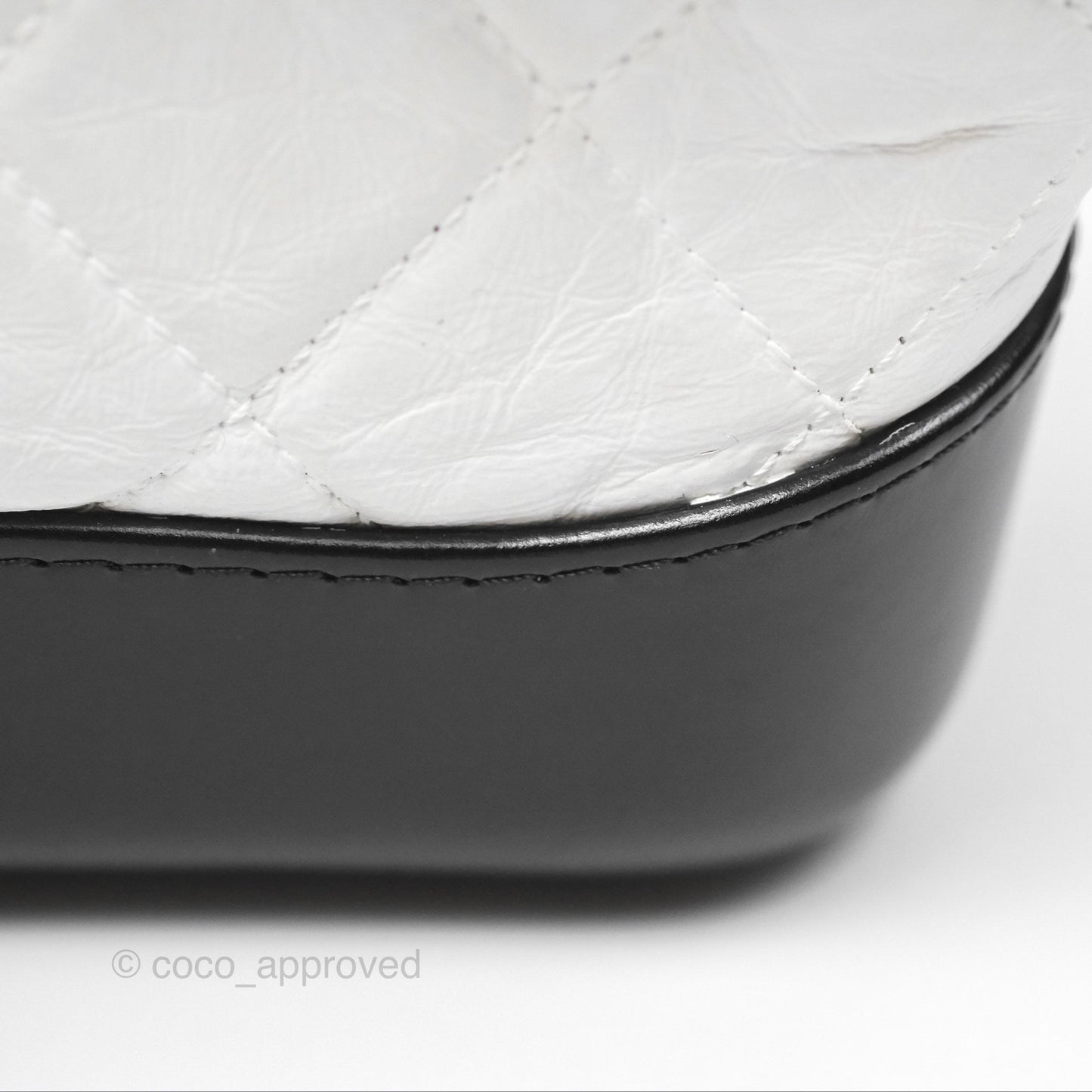 Chanel Small Gabrielle Hobo Quilted Black White Aged Calfskin