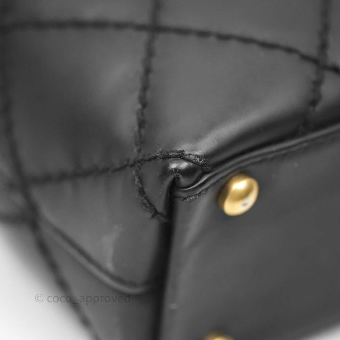 Chanel Vintage Quilted CC Tote Bag Matte Black Calfskin Gold Hardware
