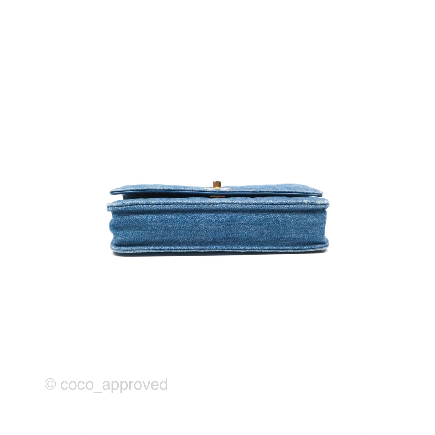 Chanel Quilted Pearl Crush Wallet on Chain WOC Denim Aged Gold Hardware