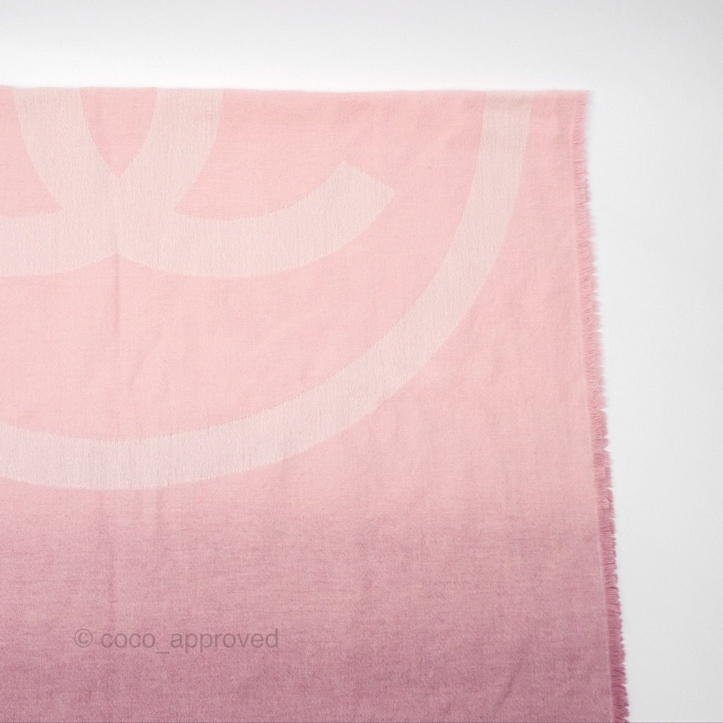 Chanel Logo CC Cashmere Fringe Scarf Pink
