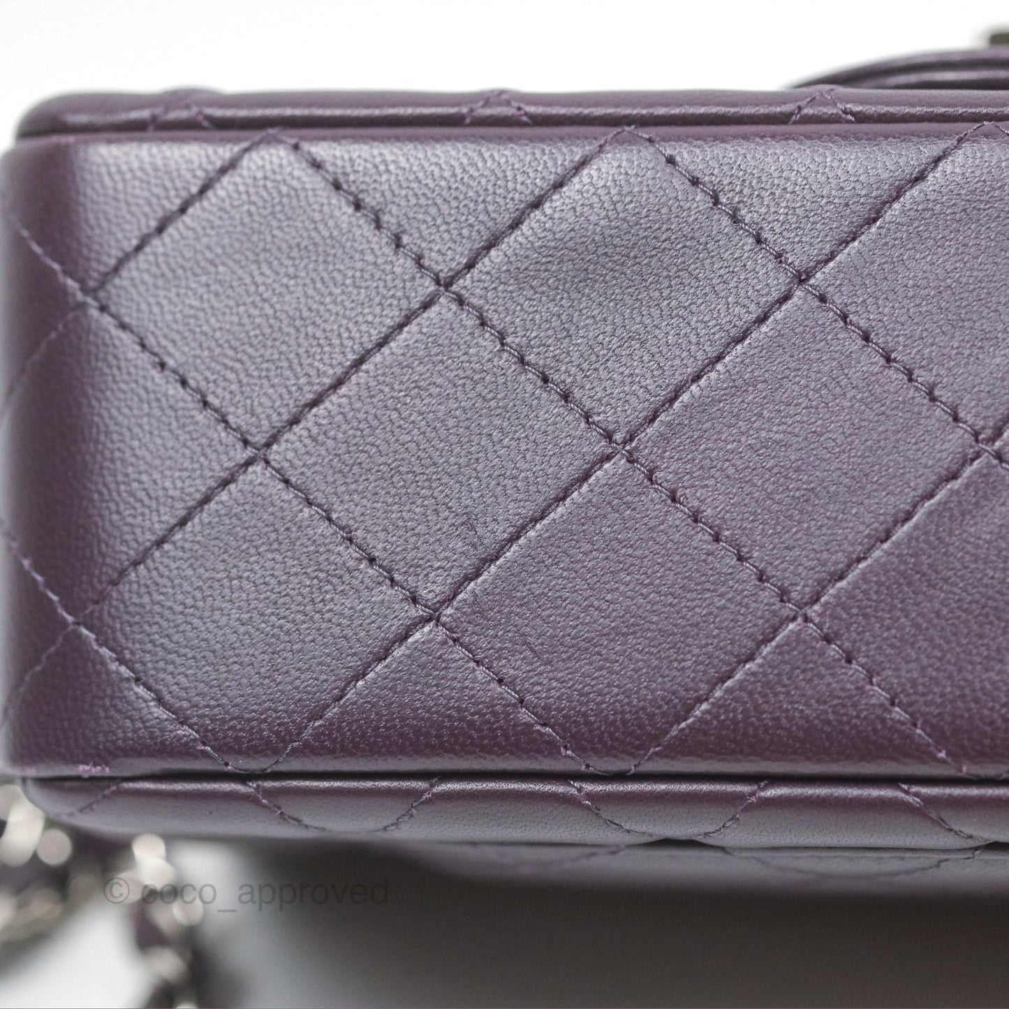 Chanel Mini Rectangular Quilted Dark Purple Lambskin Silver Hardware
