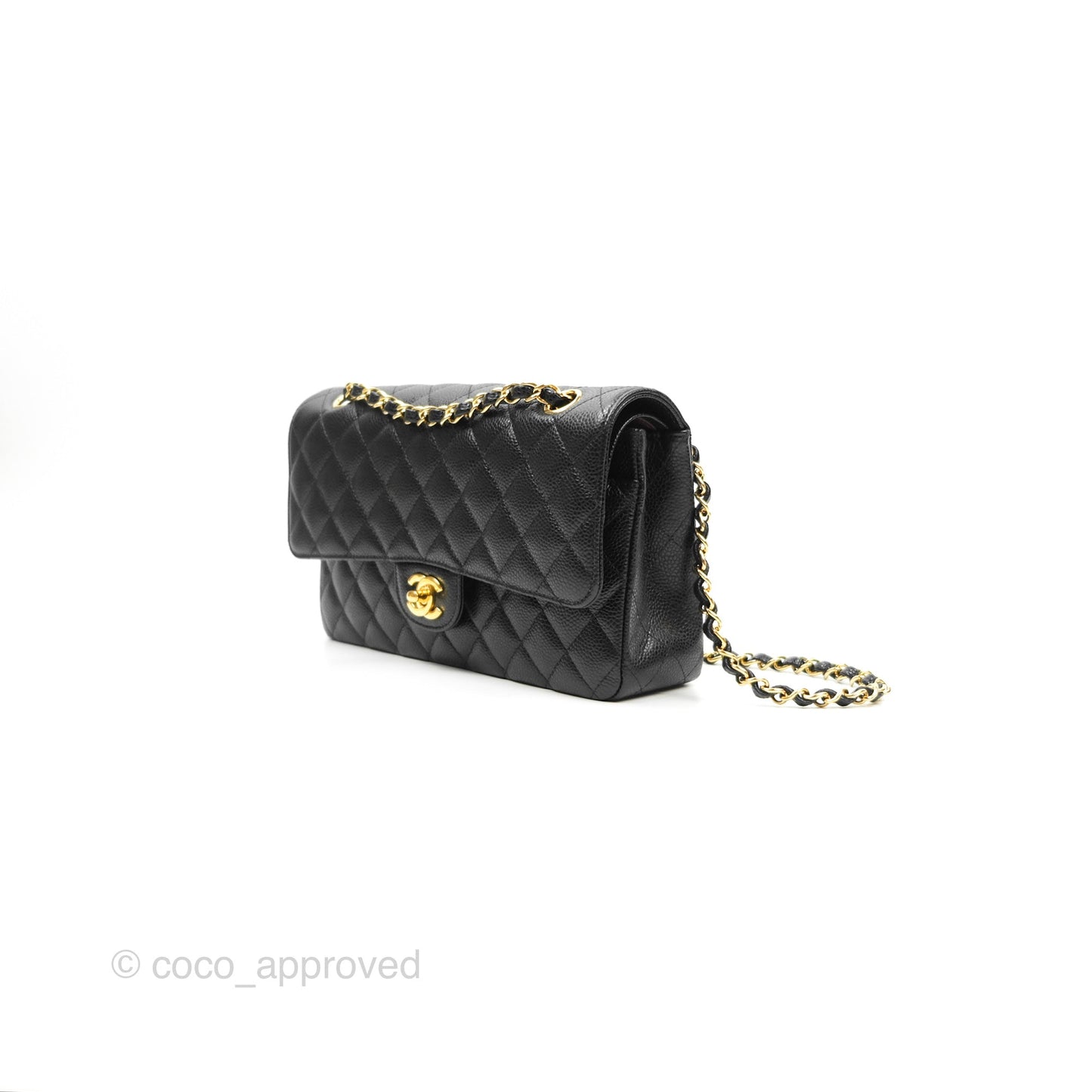 Chanel Classic M/L Medium Flap Quilted Black Caviar Gold Hardware