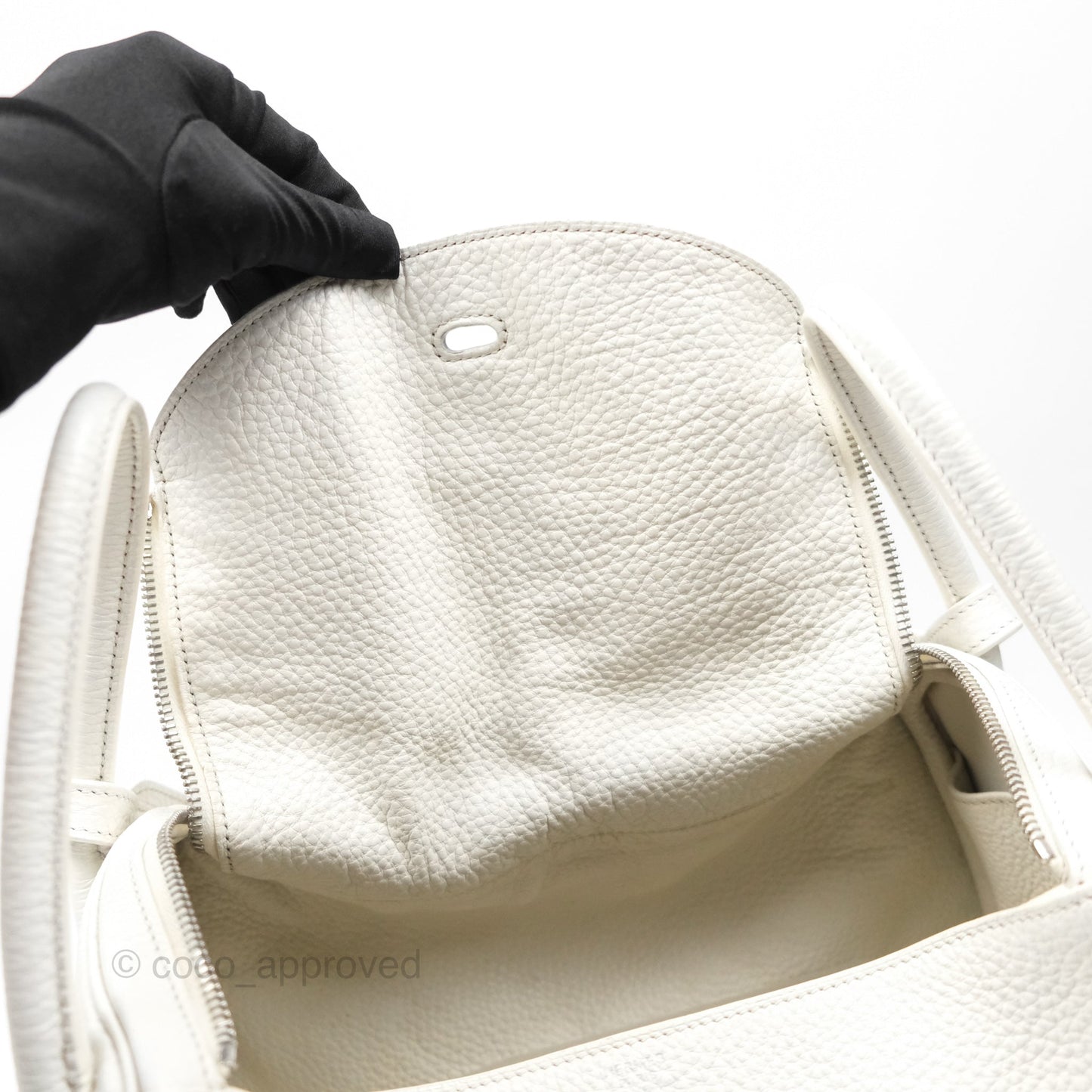 Hermès Lindy 30 White Clemence Palladium Hardware