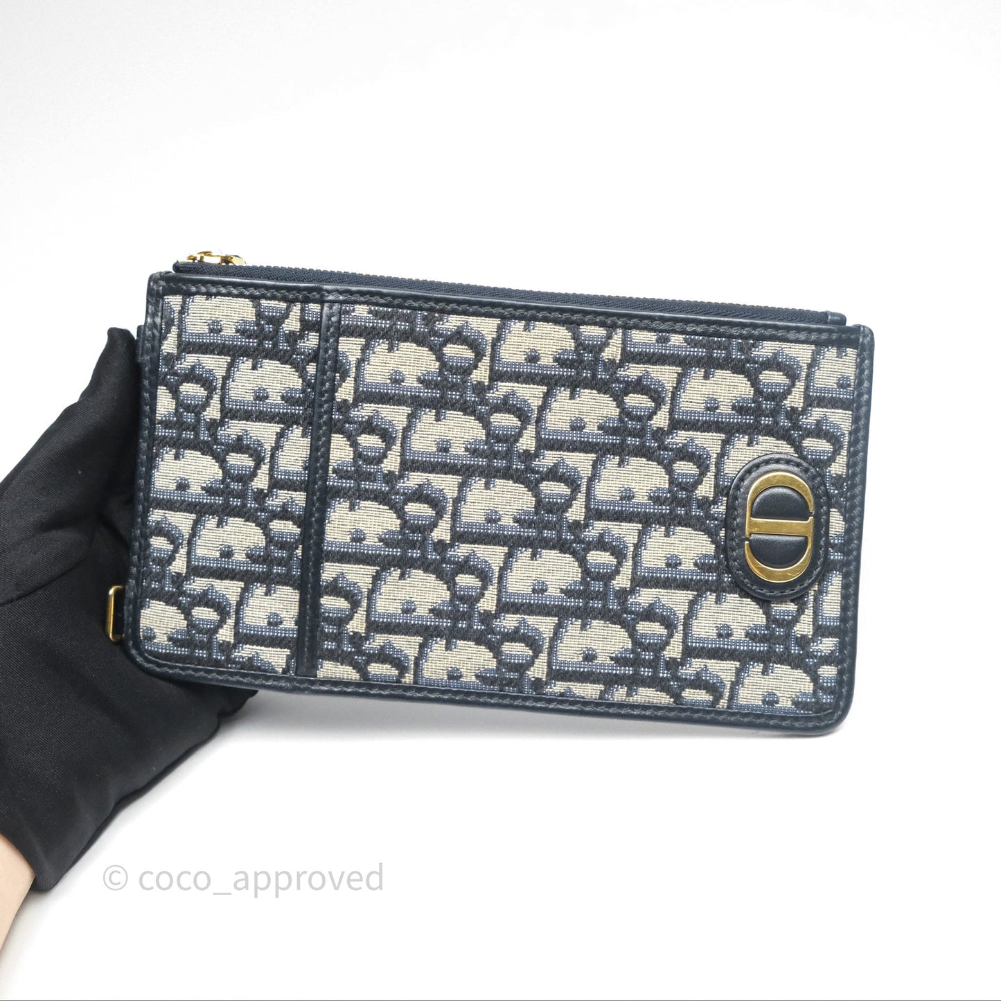 Christian Dior 30 Montaigne Blue Oblique Jacquard Long Wallet