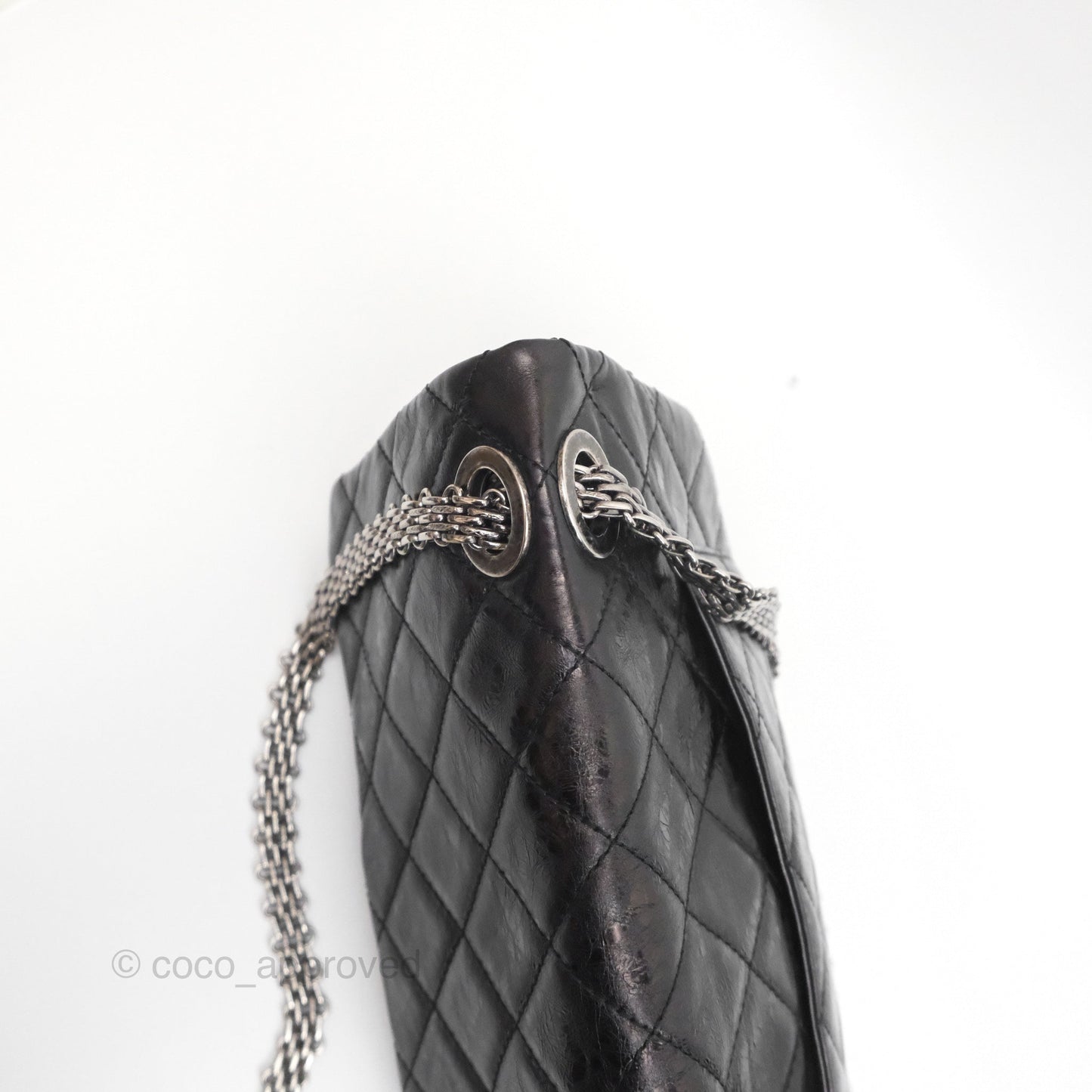 Chanel 228 Reissue Flap Quilted Black Crumpled Calfskin Ruthenium Hardware