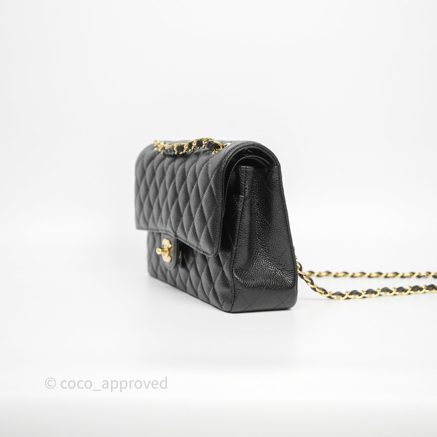 Chanel Classic M/L Medium Flap Quilted Black Caviar Gold Hardware