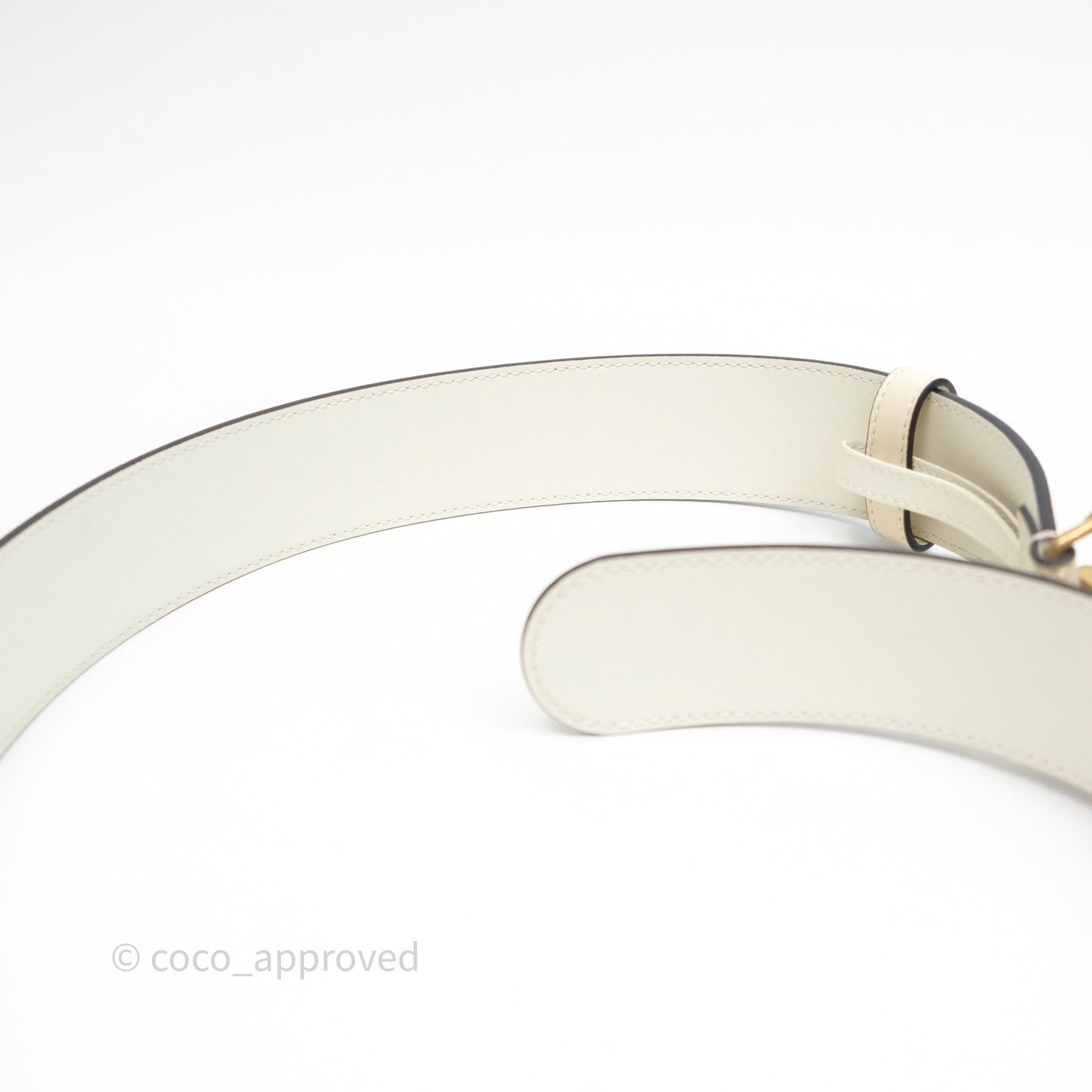 Gucci Double GG 20mm Belt 75 30 White Calfskin