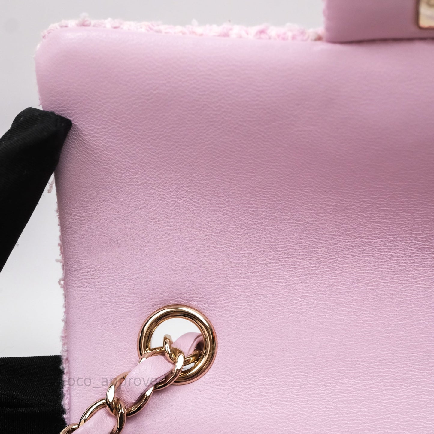 Chanel Classic Mini Rectangular Flap Pink Tweed Gold Hardware